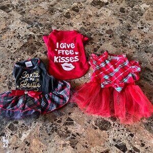 Simply Wag red and green plaid dog dress w a tulle 3 extra small dog outfits